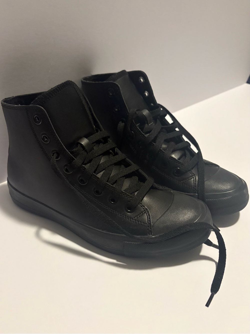 Shoes For Crews Pembroke Black Leather Non Slip High Top Work Shoes unisex 38.